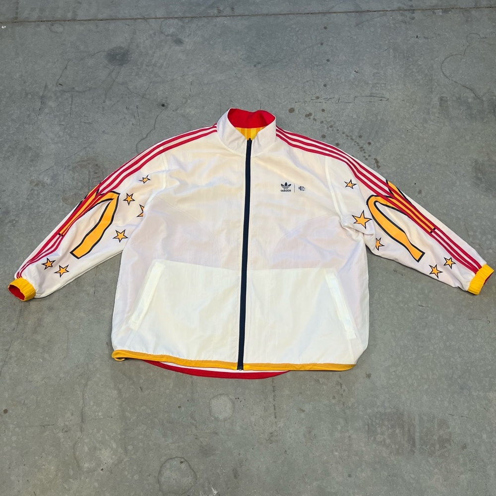 Adidas White Jacket with Red and Yellow Accents